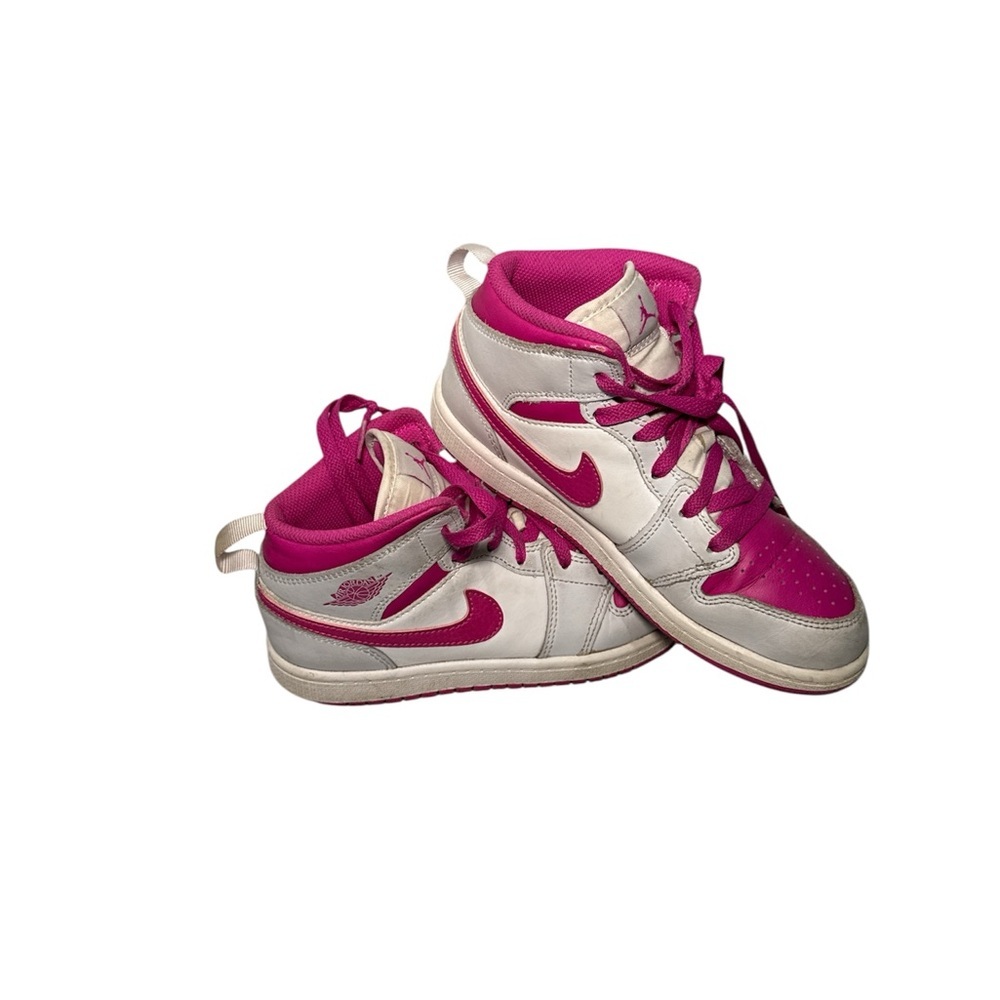 Air Jordan 1 Kids' Fuchsia and White Sneakers